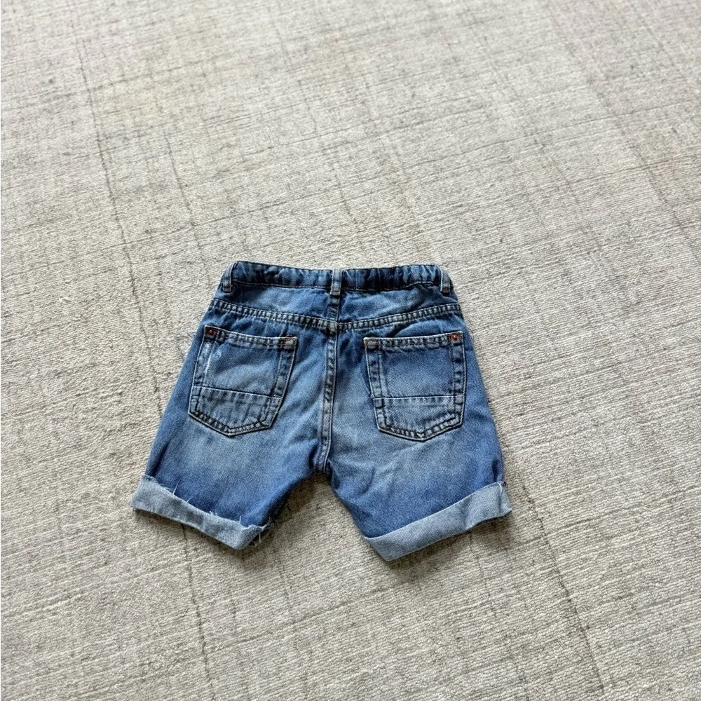 Zara Kids Girls 7 Blue Distressed Denim Lioness Hear me Roar Embroidered Shorts